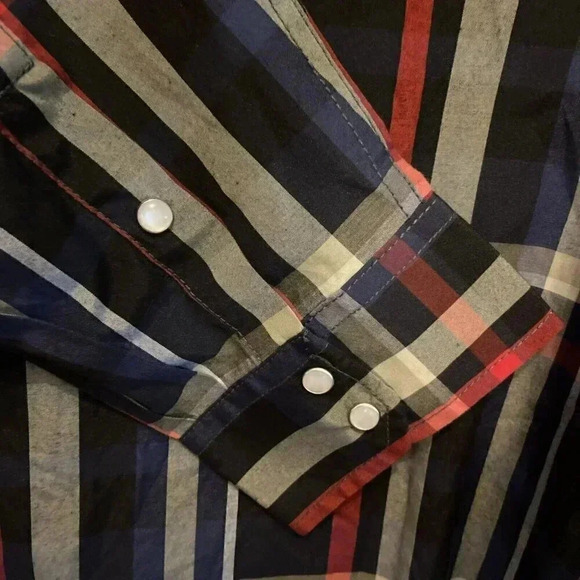 Coevals Club Plaid Long Sleeve Pearl Snap Western Style Shirt Men's Size XL - Picture 6 of 8